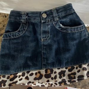 Gymboree denim skirt with leopard trim 2T